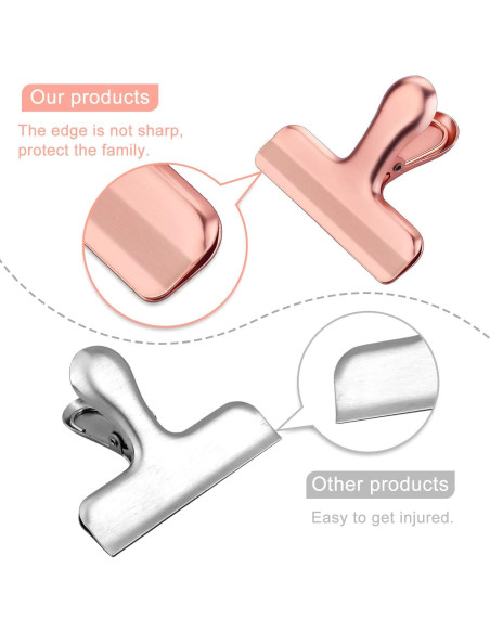 Juego de Clips para Bolsas de Comida Whaline 8 Piezas Acero Inoxidable Oro Rosa