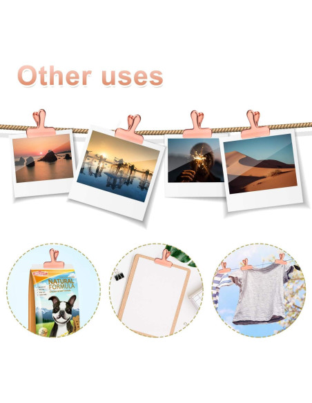 Juego de Clips para Bolsas de Comida Whaline 8 Piezas Acero Inoxidable Oro Rosa