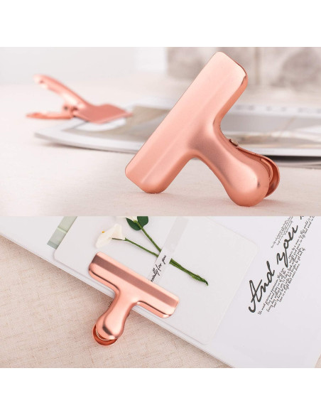 Juego de Clips para Bolsas de Comida Whaline 8 Piezas Acero Inoxidable Oro Rosa