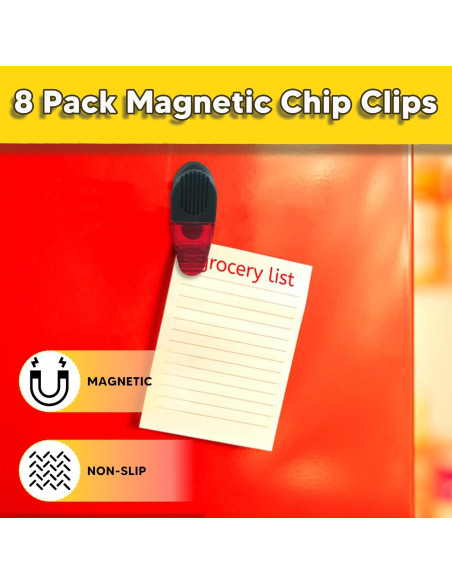 Clip Magnético YIYITOOLS Rojo Paquete de 8 para Alimentos