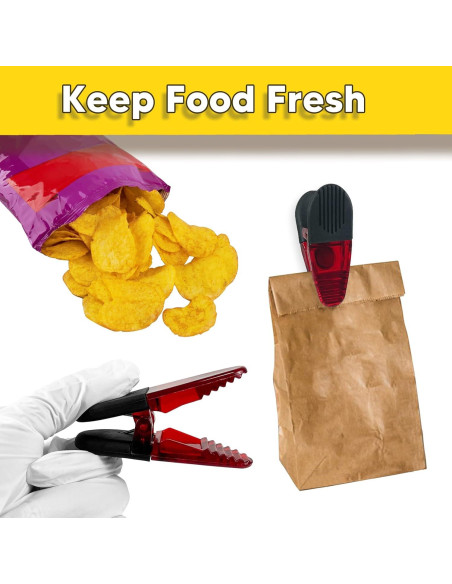 Clip Magnético YIYITOOLS Rojo Paquete de 8 para Alimentos