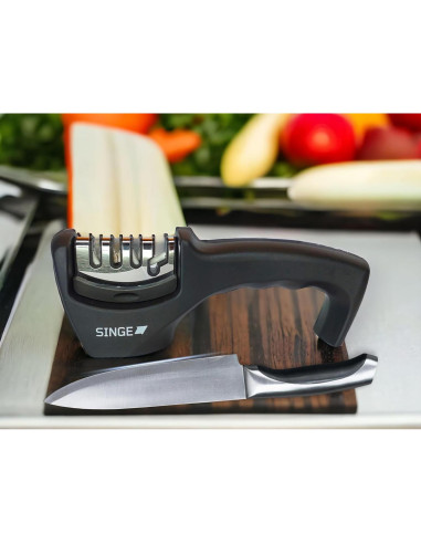 Afilador de Cuchillos y Tijeras Singe 4 en 1 Cerámica Acero