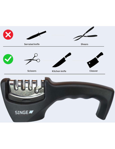 Afilador de Cuchillos y Tijeras Singe 4 en 1 Cerámica Acero