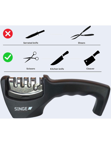 Afilador de Cuchillos y Tijeras Singe 4 en 1 Cerámica Acero