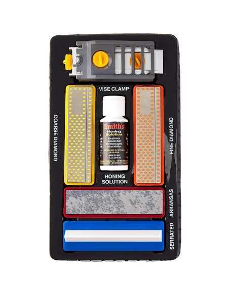 Sistema de Afilado de Cuchillos Smith's 50591 - Kit Portátil con 3 Piedras