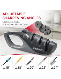 Afilador de Cuchillos EASEMOM 5 Ángulos Ajustables Negro 2