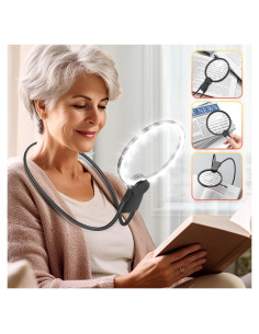 Lupa con Luz LED IMICHI 6X 13 cm Manos Libres para Leer