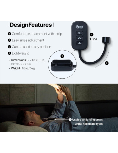 Luz de Libro LED Recargable INNER MUSEUM con Clip y Estuche