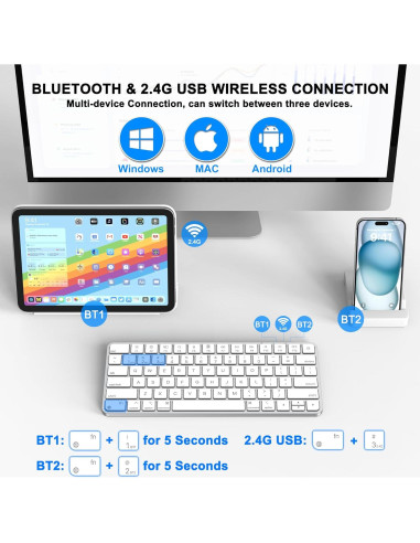 Teclado Inalámbrico ULSOU para Mac Bluetooth Recargable