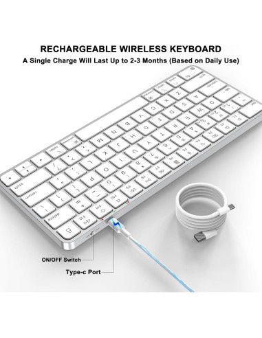 Teclado Inalámbrico ULSOU para Mac Bluetooth Recargable