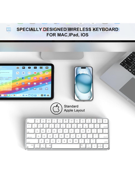 Teclado Inalámbrico ULSOU para Mac Bluetooth Recargable