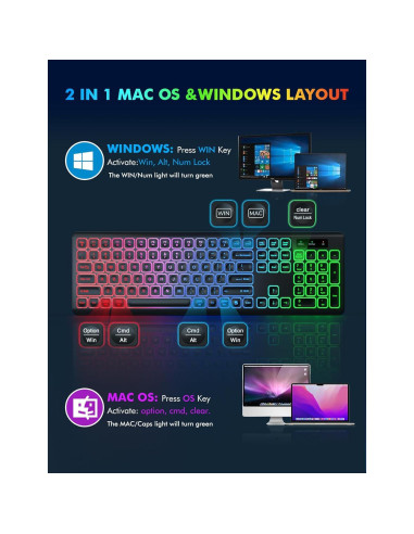 Combo Teclado y Ratón Inalámbrico Trueque RGB Recargable