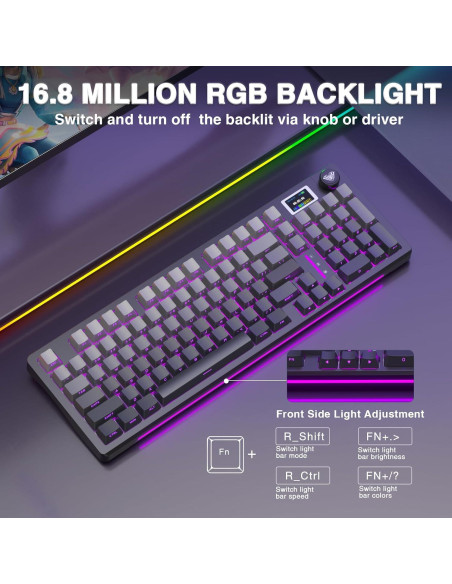 Teclado Mecánico Inalámbrico AULA S98 Pro RGB 40.64x13.78cm