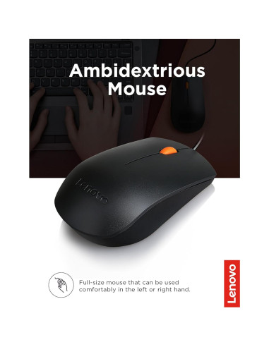 Combo Teclado y Ratón Lenovo 300 Con Cable Negro