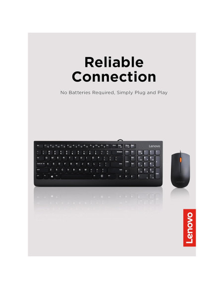 Combo Teclado y Ratón Lenovo 300 Con Cable Negro Combo Teclado y Ratón Lenovo 300 Con Cable Negro