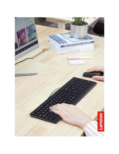 Combo Teclado y Ratón Lenovo 300 Con Cable Negro