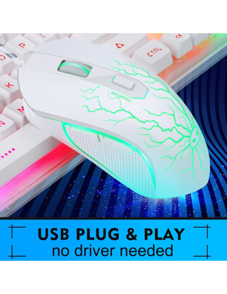 Combo Teclado y Ratón Gamer MageGee K1 RGB Blanco