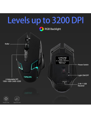 Combo Teclado y Ratón Inalámbrico CHONCHOW G220 RGB