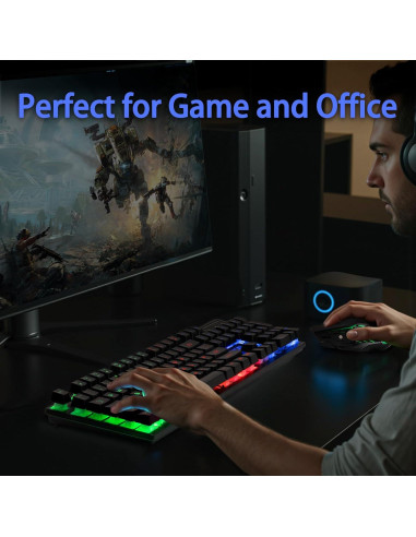 Combo Teclado y Ratón Inalámbrico CHONCHOW G220 RGB