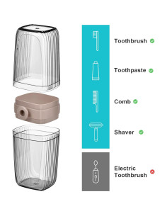 Estuche de Cepillo de Dientes VITVITI Gris para Viaje 20 cm 2