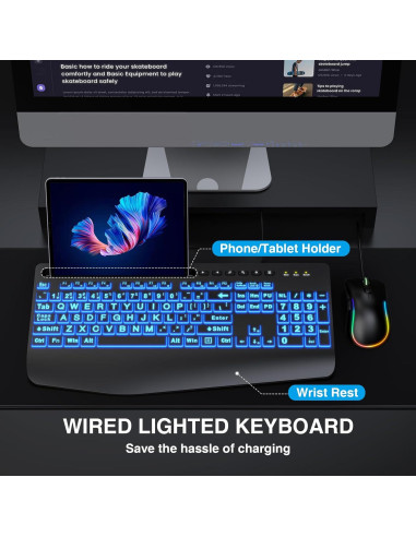 Combo Teclado y Ratón USB Ergonómico SABLUTE KM21Pro