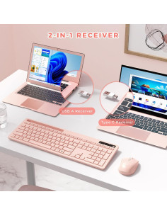Teclado y Ratón Inalámbricos Vivefox Rosa para Mac y Windows 2