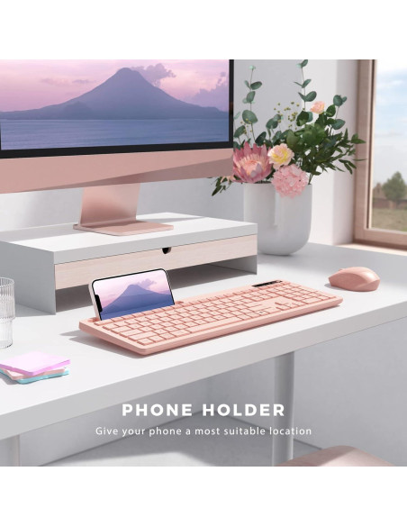 Teclado y Ratón Inalámbricos Vivefox Rosa para Mac y Windows Teclado y Ratón Inalámbricos Vivefox Rosa para Mac y Windows