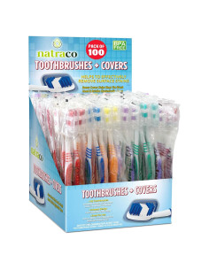 Paquete de 100 Cepillos de Dientes Natraco con Fundas
