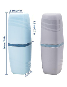 Estuche de Cepillo de Dientes de Viaje 2 PCS Gris y Azul 2