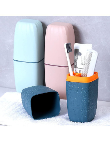 Portacepillos de Dientes Jeopace Rosa Estuche 2 Tazas