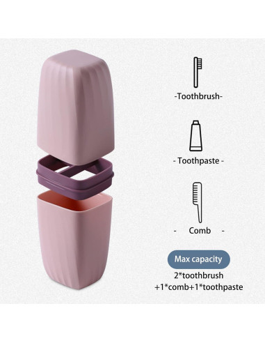 Portacepillos de Dientes Jeopace Rosa Estuche 2 Tazas