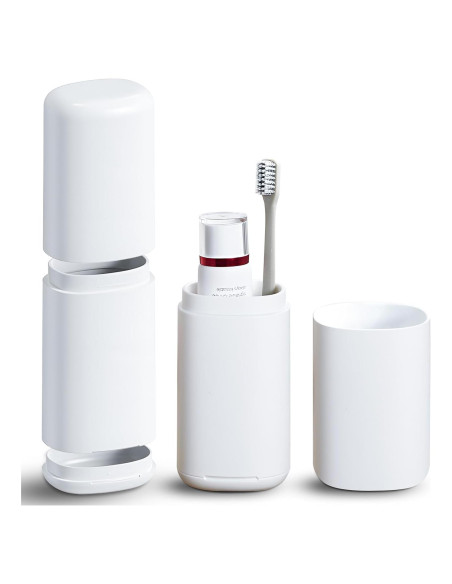 Estuche de viaje AIMAIAIMAI para cepillo y pasta, blanco