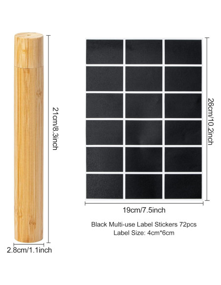 Estuche de Cepillo de Dientes de Bambú Yeeco 4 Pcs 21 cm