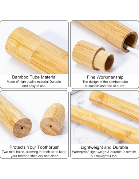 Estuche de Cepillo de Dientes de Bambú Yeeco 4 Pcs 21 cm