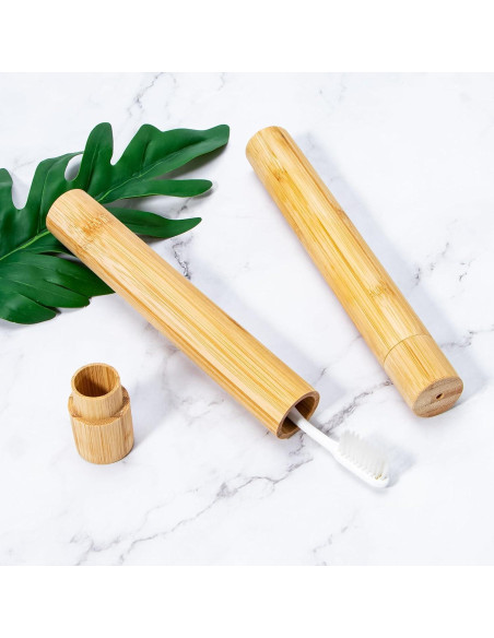 Estuche de Cepillo de Dientes de Bambú Yeeco 4 Pcs 21 cm