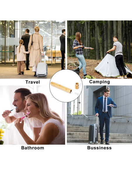 Estuche de Cepillo de Dientes de Bambú Yeeco 4 Pcs 21 cm