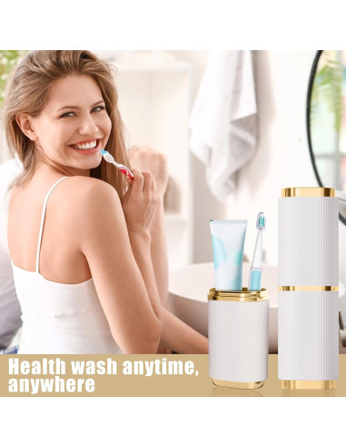 Estuche de Cepillo de Dientes JLNGTHONG 2 Piezas Rosa Blanco