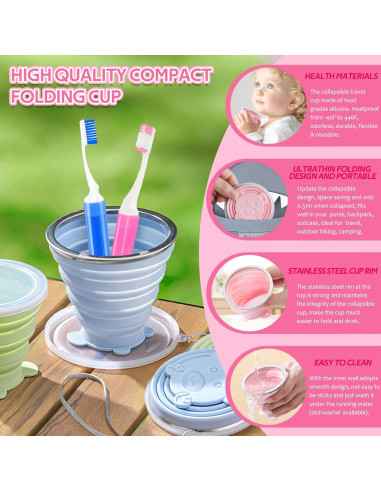 Estuche para cepillo de dientes Vporui viaje rosa