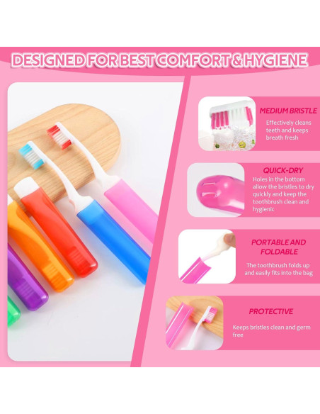 Estuche para cepillo de dientes Vporui viaje rosa