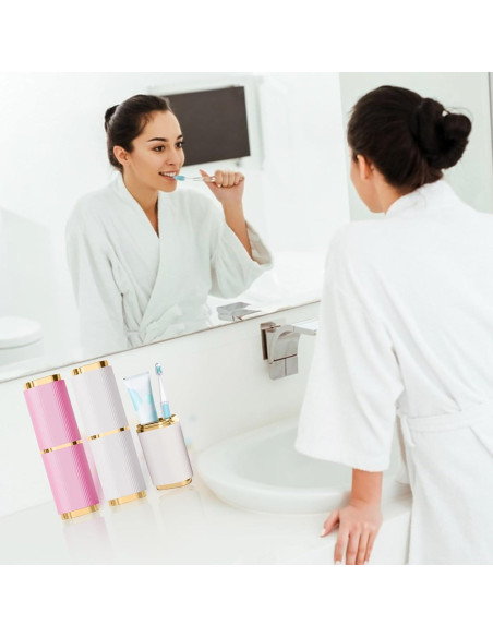 Estuche de Cepillo de Dientes JLNGTHONG 2 Piezas Rosa Blanco