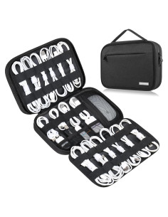 Organizador de Cables Lacdo Negro, Estuche de Viaje 6 Capas