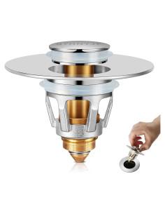 Tapón de Lavabo QYHNYJF Cromo Plateado 2 en 1 Antiadherente