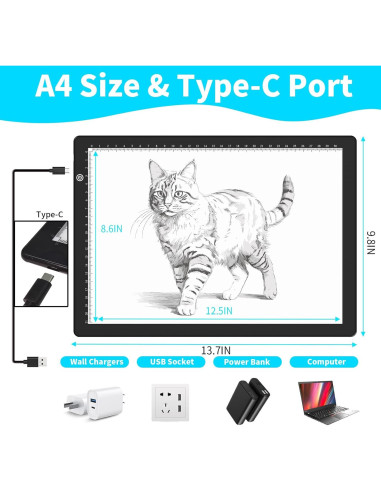 Tableta de Luz A4 Wsenlight Magnética USB 34.8x24.9cm