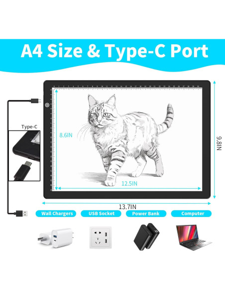 Tableta de Luz A4 Wsenlight Magnética USB 34.8x24.9cm