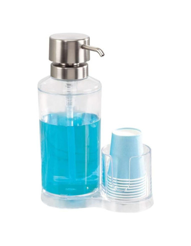 Dispensador de Enjuague Bucal iDesign Clarity 764 ml con Tazas
