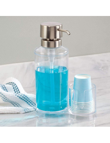 Dispensador de Enjuague Bucal iDesign Clarity 764 ml con Tazas