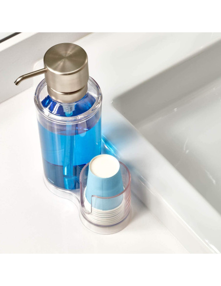 Dispensador de Enjuague Bucal iDesign Clarity 764 ml con Tazas