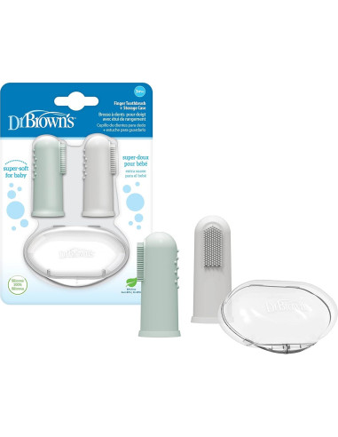Cepillo de Dedo de Silicona Dr. Brown 3m+ con Estuche