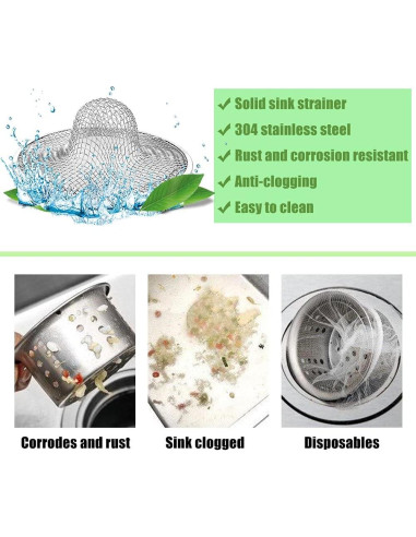 10 Filtros de Desagüe de Acero Inoxidable Rainmae 7 cm