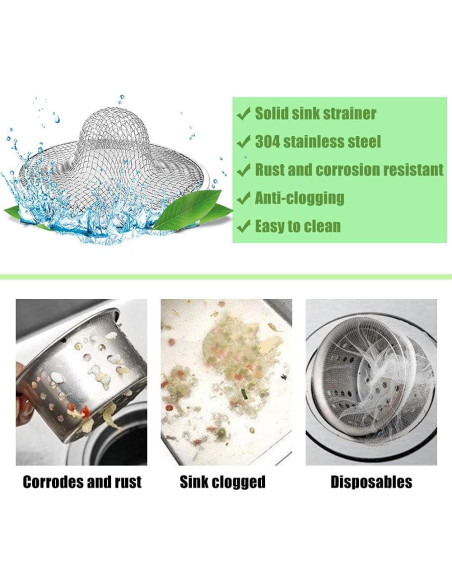 10 Filtros de Desagüe de Acero Inoxidable Rainmae 7 cm